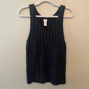 J. Jill Handknit Women's Tank Top Cotton Linen Ramie Dark Grey/Black Size Large